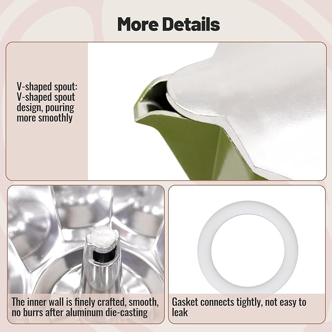 Vaolvpant 3 Cup Aluminum Moka Pot Classic Stovetop Espresso Coffee Maker 150ml 5oz Coffeemaker Percolator Mocha Pot Greca Coffee Maker Cafe Makers for Italian and Cuban Café Brewing Green