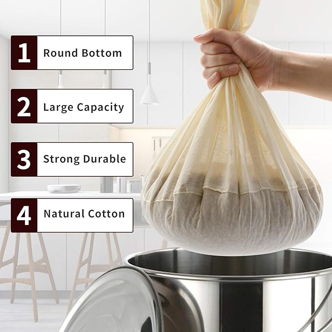CONIE Extra Large 20"x24" Reusable Straining Brew in a Bag Cheesecloth Brewing Bag with Sturdy Draw Strings