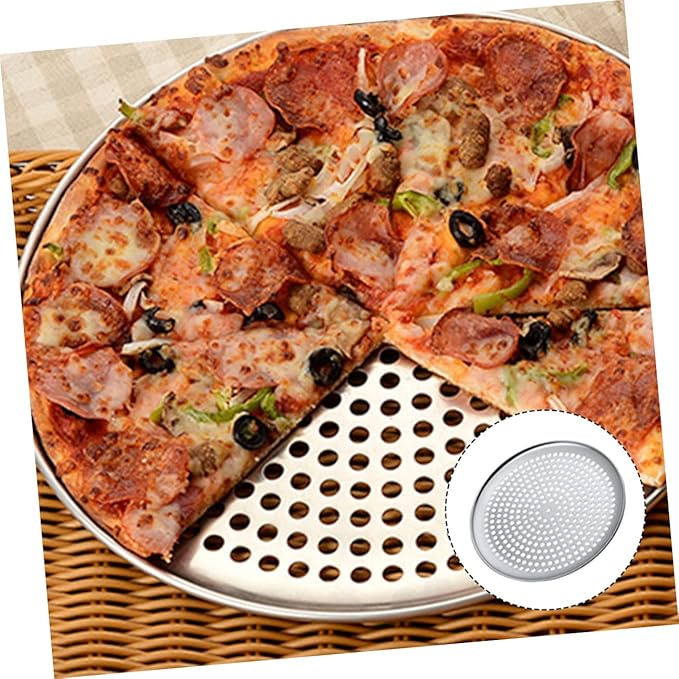 VINTORKY Perforated Round Pizza Pan Household Baking Tray for Efficient Baking Non-stick Pizza Plate Easy Cleaning