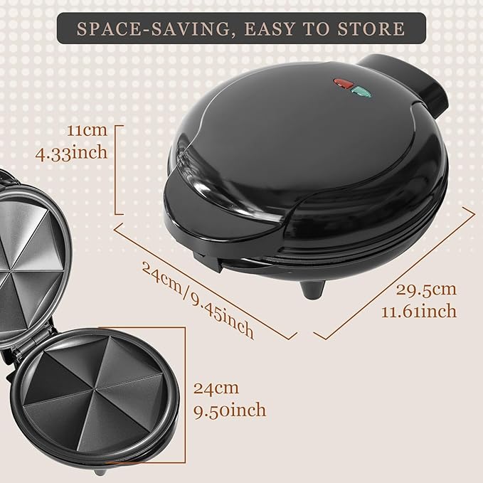 Electric Quesadilla Maker Taco Tuesday, 9.5'' Quesadilla Press Non-Stick, Easy-Slice 6-Wedge Tortilla Cooker, Grilled Cheese Corn Flour Tortilla Snacks, Black
