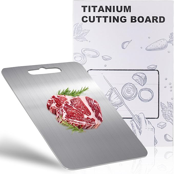 100% Titanium Cutting Board for Kitchen - Dishwasher Safe Chopping Boards with Handle, Reversible Charcuterie Board for Home Counter Outdoor Camping Housewarming Gifts for Women (16 x 11.1)