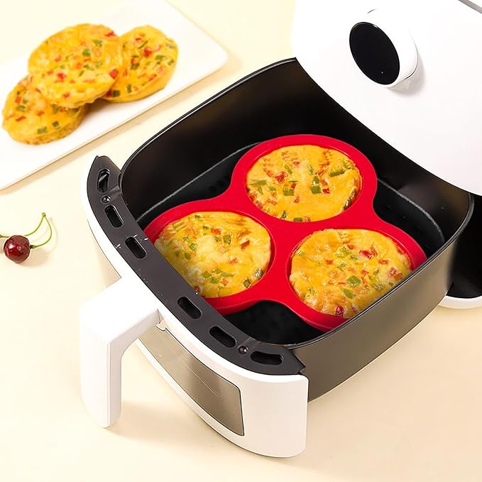 Puyeipt 2 Pack Air Fryer Silicone Egg Molds, 4 Inch Jumbo Round Muffin Top Pans for Breakfast Sandwiches, Egg Bites, Hamburger Buns, Tart, Pancake