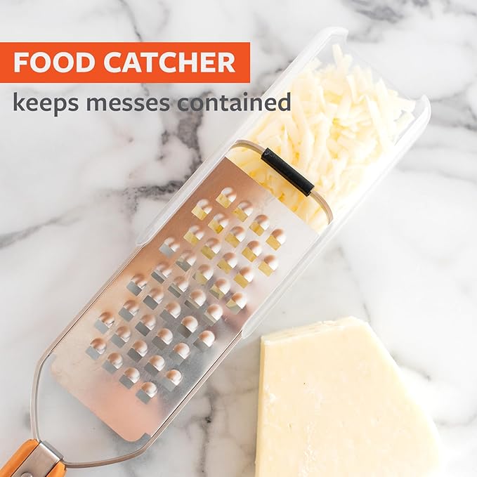 Full Circle Grate Expectations, Stainless Steel Coarse Grater with Food Catcher: Precision Grating, Easy Storage, and Eco-Friendly Design - Makes a Great Cheese, Vegetable, and Potato Grater