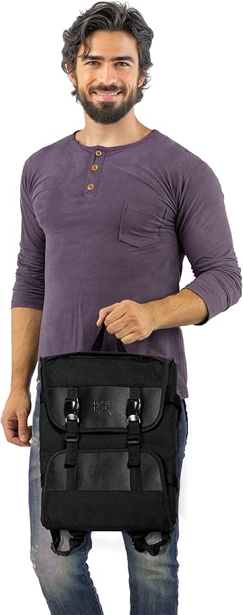Under NY Sky Knife Bag - 14 Knife Slots, 1 Zipped Pocket for Kitchen Utensils, Large Pocket for Notebooks - Expandable - Sturdy Nylon Backpack (Black)