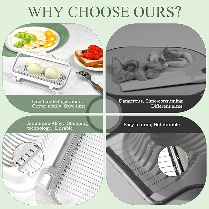 Egg Slicer for Hard Boiled Eggs Banana Slicer, Aluminium & Stainless Steel Wires Heavy Duty Bigger for Strawberry Mushroom, Dishwasher Safe