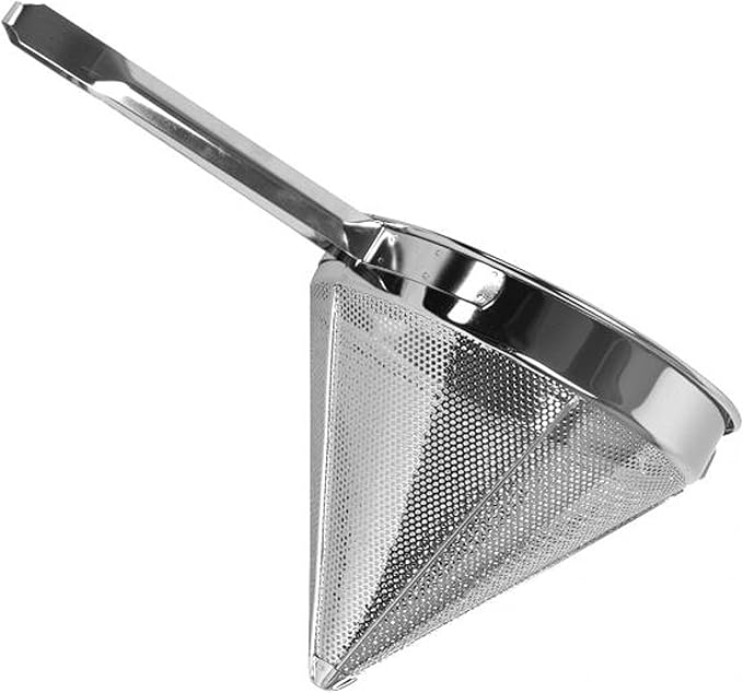 TrueCraftware- 4 qt. Stainless Steel 10" China Cap Strainer Fine Mesh- Cone Shaped Strainer Food Strainer Juice Strainer Kitchen Tools Food Colander For Straining Seeds Beans Sauces & More