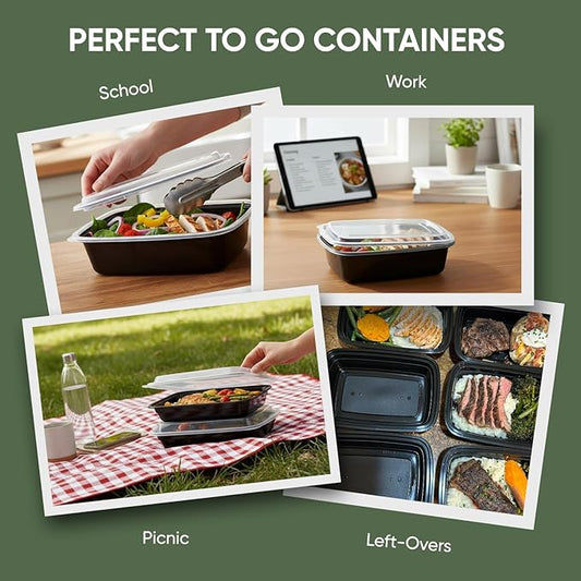 38 oz 150 Pack Meal Prep Containers BPA Free Leakproof Stackable Food Storage Containers with Lids, Microwave & Dishwasher Freezer Safe Reusable To Go Containers Bento Box Style Take Out Clear Plastic