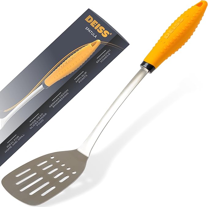 Deiss PRO Citrus Zester & Cheese Grater and Deiss PRO Kitchen Grill Spatula Stainless Steel Heavy Duty Slotted Turner