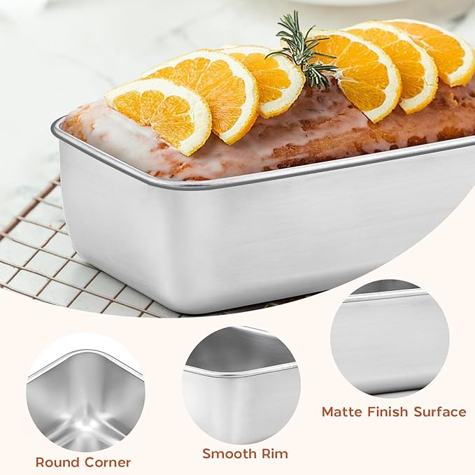 Onader 6 Pack Loaf Pans for Baking Bread, 9 x 5 Inch Stainless Steel Deep Meatloaf Toast Baking Pan Set