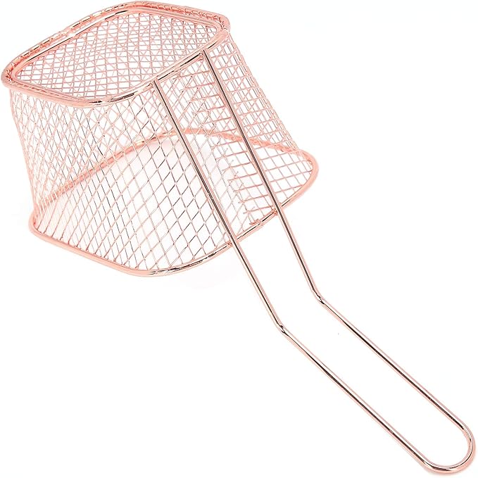 4Pcs Stainless Steel Frying Net Basket flexible design Cooking Strainer for French Fries Food Kitchen Tool(Rose gold)