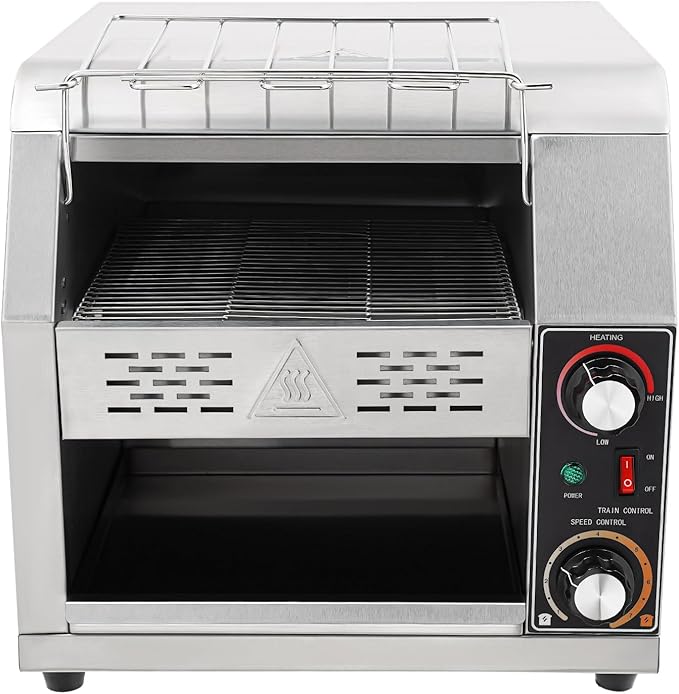 Commercial Conveyor Toaster with Temp & Speed Control Countertop Bread Oven Restaurant Cafe Toaster for Bread Buns Bagels Donuts Sandwiches (300 Slices/H)