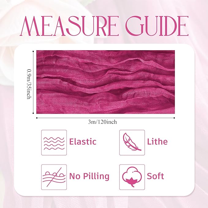 Wokceer Cheesecloth Table Runner Fuchsia 10FT Boho Gauze Cheese Cloth Table Runner for Party Long Rustic Sheer Table Runners for Baby Bridal Shower Wedding Easter Table Decor