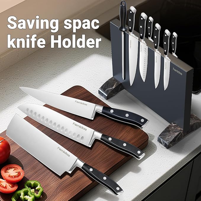 4PSC Knife Block Set With Magnetic Knife Block Holder, Ultra-Sharp Japanese Kitchen Knife Set, High-carbon Steel Chef Knife Sets With Full Tang Handle Design