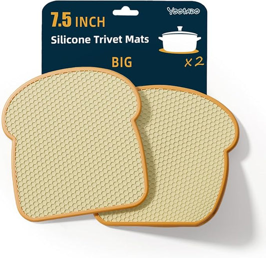7.5” Hot Pads for Kitchen Heat & Slip Resistant Trivets, Silicone Trivets for Hot Dishes 2 Pack, BPA Free Silicone Hot Pads for Kitchen