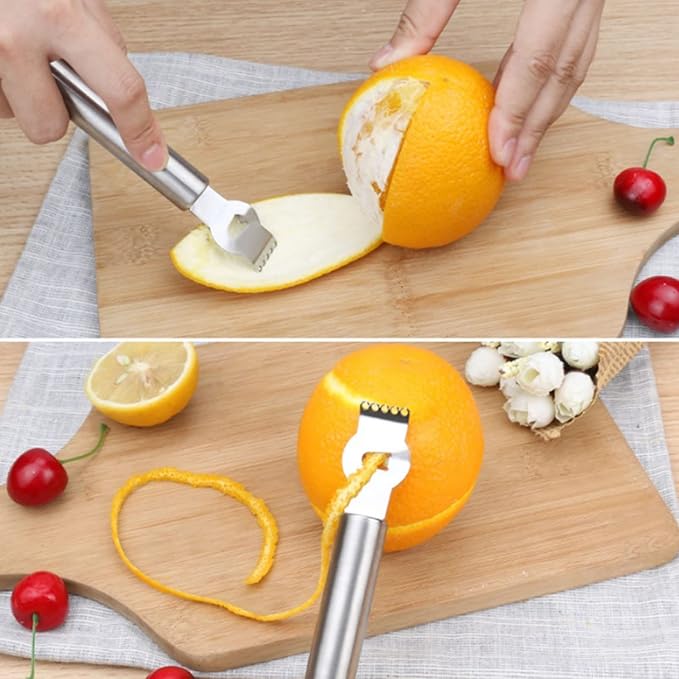 2Pcs Lemon Zester, Fruit Zester Lemon Peeler Stainless Steel Lemon Zester Orange Zester Tool for Home Kitchen(银色)