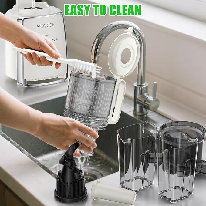AERVOCE Cold Press Juicer Machines - Masticating Juicer Machines With 5.3'' Large Feed Chute,300W High Juice Yield,800ml Two Cups, Slow Juicers Extractor Easy To Clean