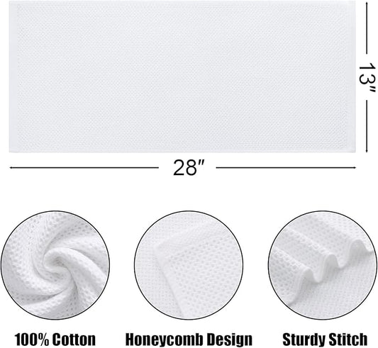 Kitinjoy 100% Cotton Waffle Weave Kitchen Towels, 4-Pack Super Soft and Absorbent Dish Towels for Drying Dishes, Kitchen Hand Towels, 13 in x 28 in, White