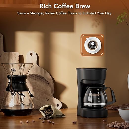Electactic Pro 5-Cup Coffee Maker–Energy-Efficient Drip Coffee Machine Brewer with Quick Pause N Serve,Stainless Steel Filter & Extended Keep-Warm–Compact for Office & Small Kitchen