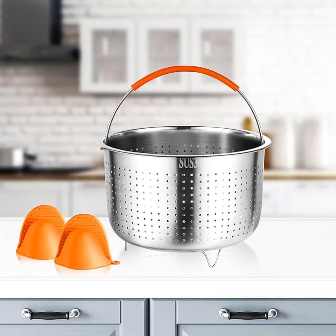 GREATLINK Vegetable Steamer Basket for Pot, Instant Pot Accessories 3Qt, Stainless Steel Mesh Strainers and Colanders for Cooking Broccoli, Eggs, Pasta, Quinoa, Spaghetti (3 Qt - Steamer Basket)