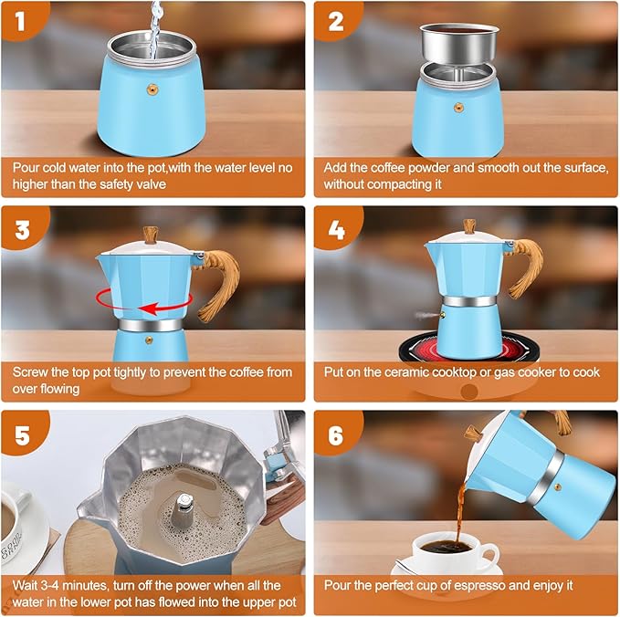 DITOSH 3 Cup Aluminum Espresso Stovetop Moka Pot Express Coffee Maker Percolator Italian Classic Mocha Coffee Machine for Italian and Cuban Cafe Brewing for Home & Camping 150ml 5oz