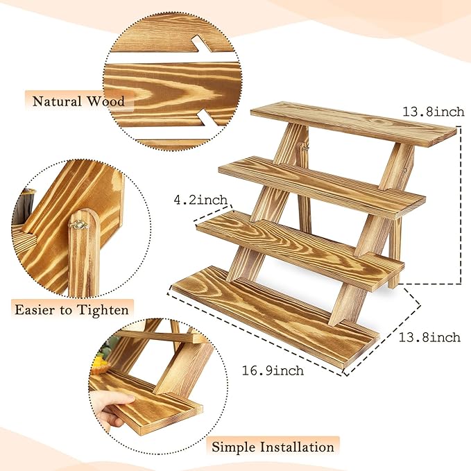 Wooden Cupcake Stand 4 Tier Cupcake Stand Rustic Wood Cake Stand for 24 Cupcakes Wedding Cupcake Display
