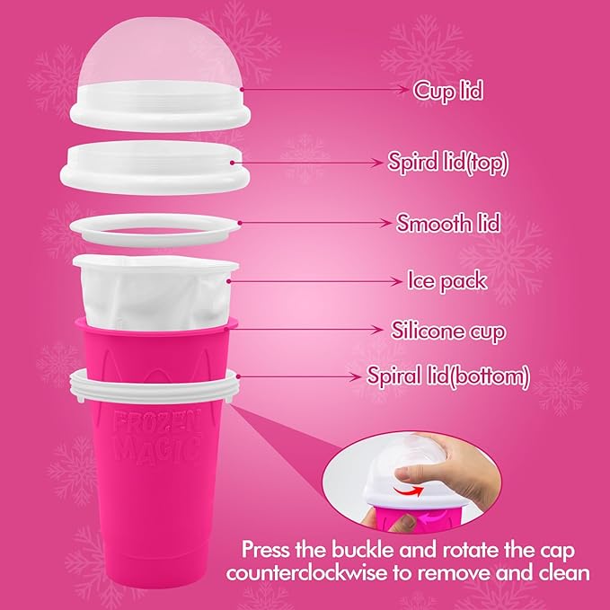 500ML Slushie Maker Cups, Magic Quick Frozen Smoothies Cup for Homemade Milk Shake Ice Cream Makers, Cooling Cups, Double Layer Squeeze Slushy Cup, Birthday Gifts for Boy, Girls,Friends,Family