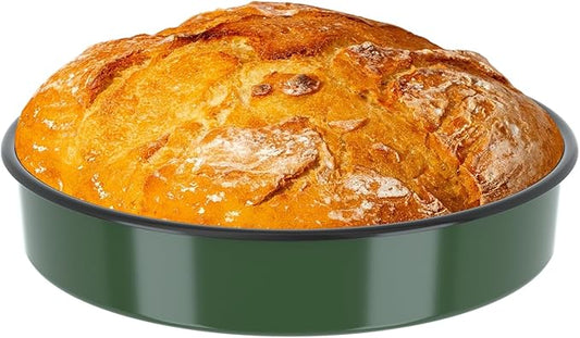Round Pizza Cake Baking Pan Bread Roasting Dish 10 Inch Non-Stick Enamel Cookware for Cookie Pie Fish Roasts, Non-Toxic Carbon Steel Oven Dishwasher Safe Christmas Party Gift for Mother Bakeware