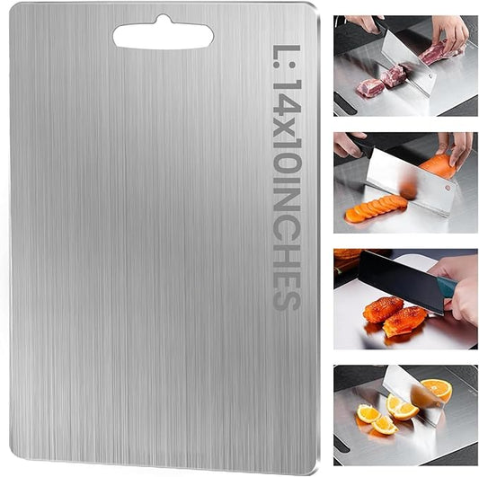 Titanium Cutting Board, 100% Pure Titanium Cutting Boards for Kitchen, Food Grade Double Sided Cutting Mat for Meats,Fruits,Vegetables, Dishwasher Safe Chopping Boards-14x10 inches