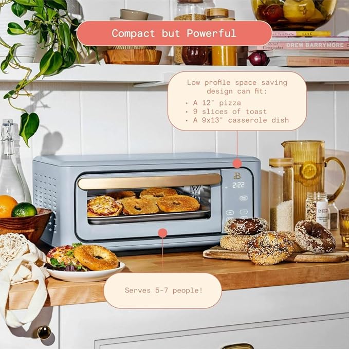 Beautiful by Drew Infrared Air Fry Toaster Oven 1800W with 9-Slice Capacity and Multi-Function Cooking (CORNFLOWER BLUE)