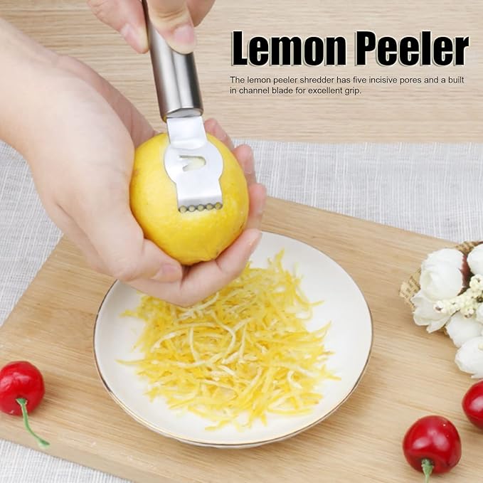 2Pcs Lemon Zester, Fruit Zester Lemon Peeler Stainless Steel Lemon Zester Orange Zester Tool for Home Kitchen(银色)
