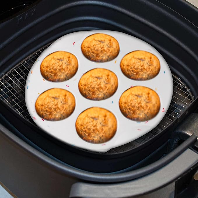 SHEbaking Silicone Egg Bite Molds Air Fryer Muffin Pan for Baking Non-Stick Silicone Egg Molds 7 Cups Air Fryer Cupcake Mold for Mini Muffins, Tart, Mini Cupcake BPA Free