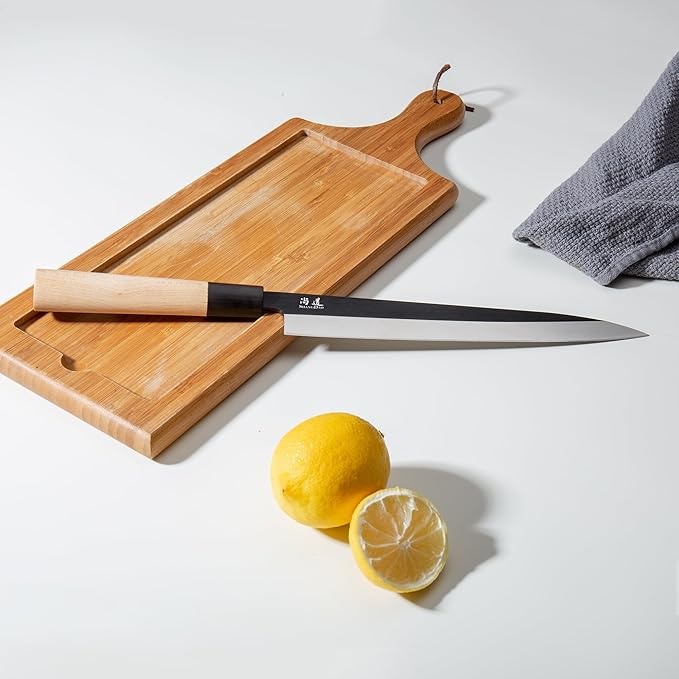 SHANGDAO Sashimi Sushi Knife - 10 Inch Fish Cutting & Filleting Knife, German Steel & Traditional Wooden Handle, Gift Box