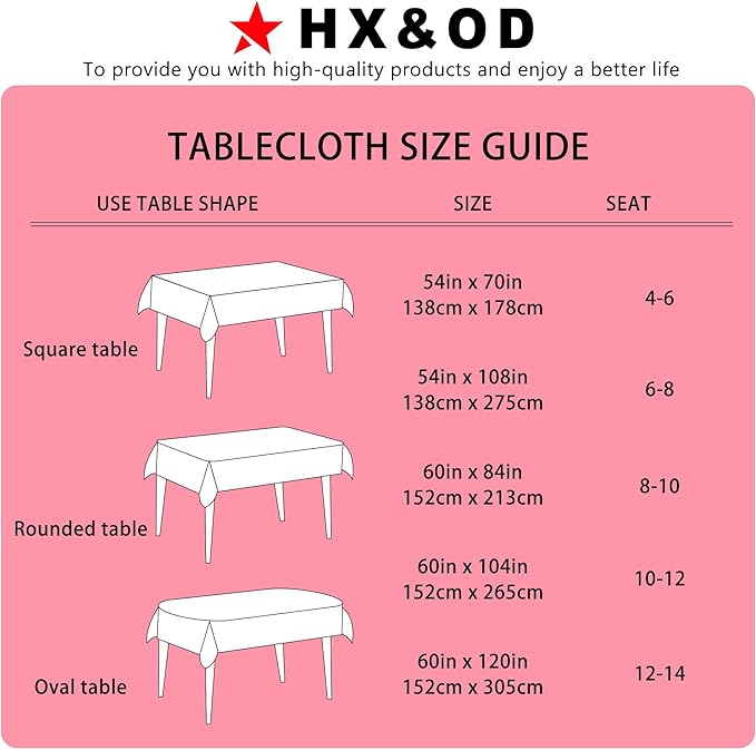 HX&OD Rectangular Tablecloth Cationic Fabric Waterproof Stain Resistant Wrinkle-Resistant for Home/Decoration/Party/Buffet/Wedding/Dining Room/Camping