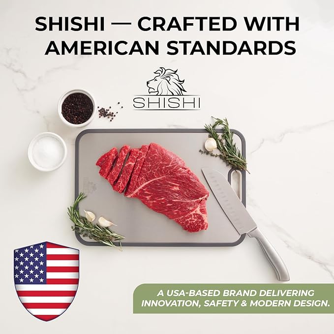 Pure Titanium Cutting Boards for Kitchen, Double-Sided, Titanium Cutting Boards Non Toxic, Large Size 16×11 – Easy to Clean, By Shishi Brands