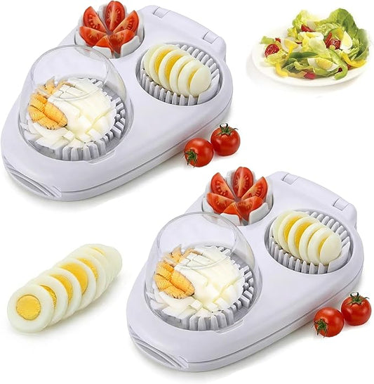 2 Pack Heavy Duty Egg Slicer, Three-Mode Egg Cutter with Stainless Steel Blades for Hard Boiled Eggs, Fruits, Mushrooms, Send Goods from Local Warehouse