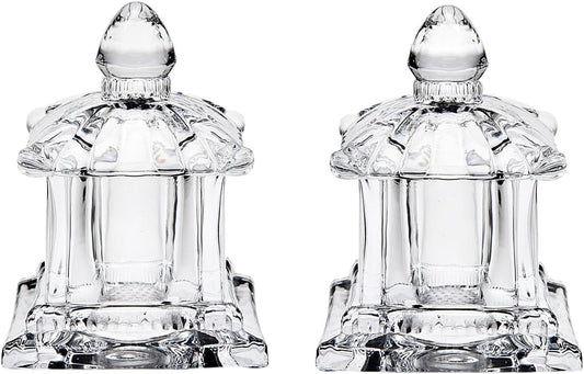Godinger Salt and Pepper Shaker Set Tabletop Set, Pagoda Collection, Decorative Crystal Design, Pagoda Collection