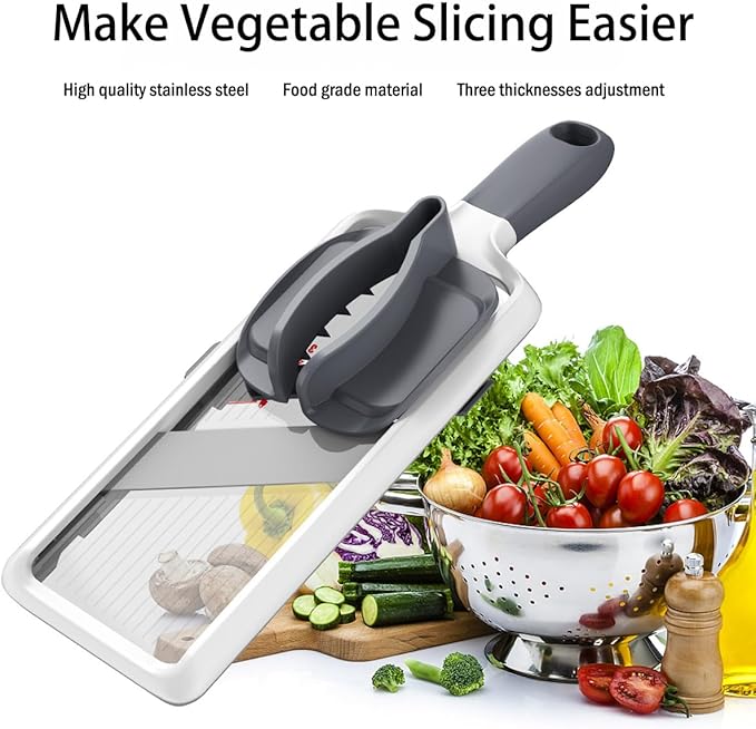 Mandoline Slicer for Kitchen, Adjustable Vegetable Slicer with Food Holder,Handheld Potato Slicer, Simple&Handy veggie slicer vegetable cutter