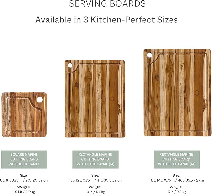 Teakhaus Marine Cutting Board with Juice Groove - Large Rectangle Bar Cutting Board - Holiday Gift Ideas for Men and Women - Gift-Ready, Reversible, Edge Grain Wood, Knife Friendly - FSC Certified