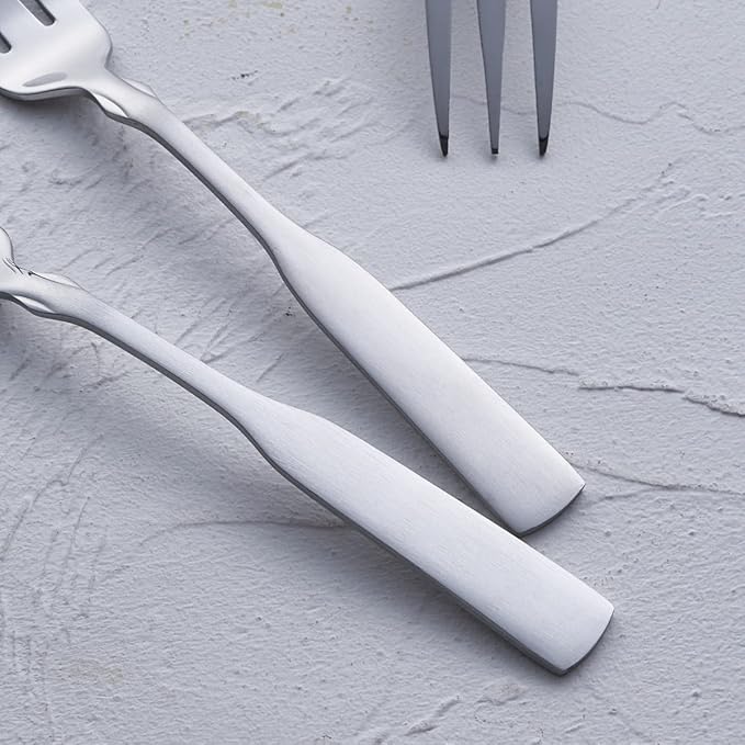 3-Tine Fork, Stainless Steel 7.6” Dinner Silverware Fork, Metal Cocktail Dessert Forks, 6-Piece