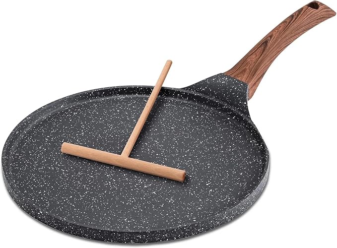 DOTUHAO Nonstick Crepe Pan Set, 5 Piece Set Kitchen Pancake Grill Pan, 11 Inch Nonstick Ceramic Flat Skillet Dosa Tawa Comales Para Tortillas Pancake Pans, Fry Pans Compatible with All Stovetops