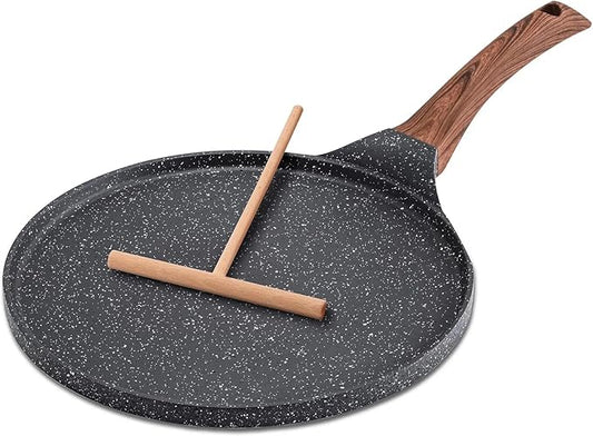 DOTUHAO Nonstick Crepe Pan Set, 5 Piece Set Kitchen Pancake Grill Pan, 11 Inch Nonstick Ceramic Flat Skillet Dosa Tawa Comales Para Tortillas Pancake Pans, Fry Pans Compatible with All Stovetops