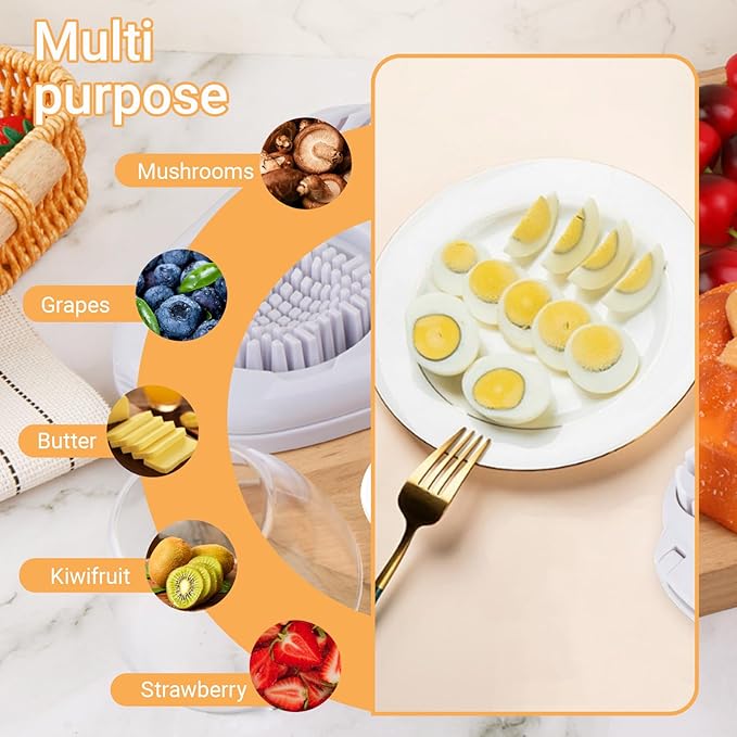 1 Count 3-Mode Egg Slicer, Stainless Steel Wire Cutter for Hard Boiled Eggs, Strawberry, Grape, Mushroom, Kitchen Slicing Tool for Fruits and Vegetables