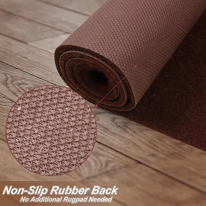 3' x 23' Runner Rugs with Rubber Backing, Indoor Outdoor Utility Carpet Runner Rugs, Chocolate Brown, Can Be Used as Aisle for The RV and Boat, Laundry Room and Balcony