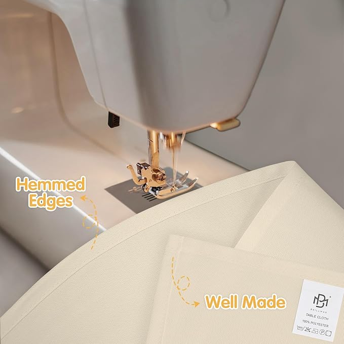 BRILLMAX 8 Pack Beige Tablecloths 60 x 102 Inch for 6ft Rectangle Tables - 150 GSM Polyester Fabric, 15" Standard Drop, Water, Stain & Wrinkle Resistant Cloth Cover for Wedding Banquet Dining Buffet