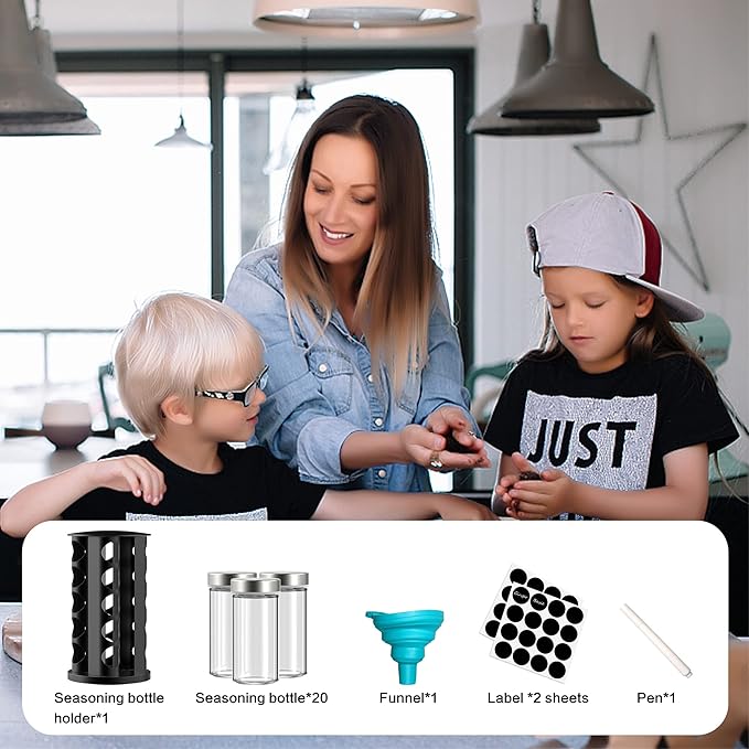 Rotating Spice Rack Organizer for Cabinet, Spice Racks Storage with 20 Jars, Spinning Spice rack for Kitchen Countertop, Spice Holder,Seasoing Storage Racks, Silver