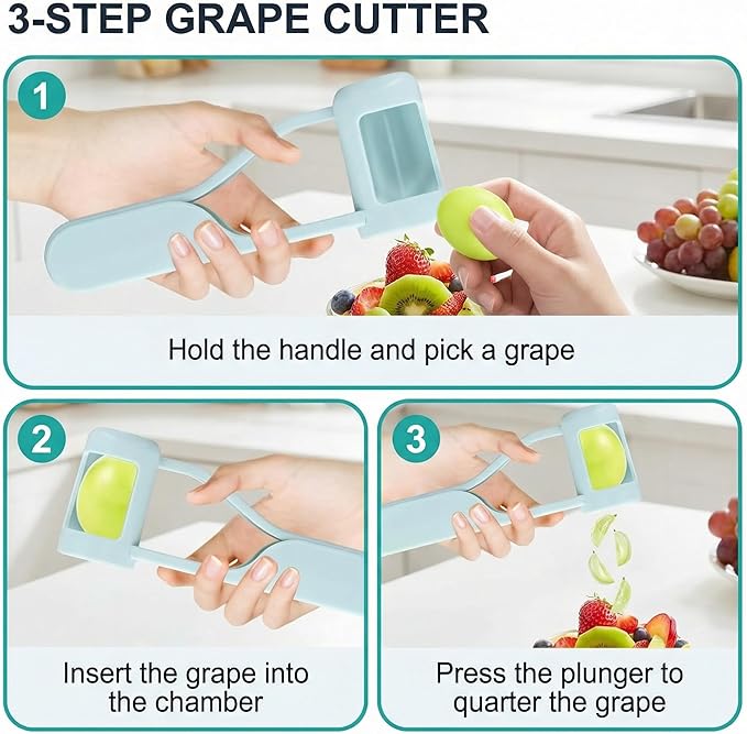 Egg Slicer + Grape Slicer Bundle, 4-Mode Stainless Steel Cutter, for Eggs, Grapes, Strawberries, Cherries, Tomatoes, Snack and Salad Prep