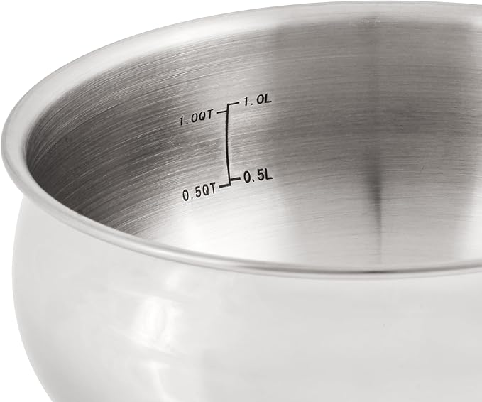 BergHOFF Belly Shape 18/10 Stainless Steel 6.25 Inches Saucepan 1.5qt., Glass Lid, Fast, Evenly Heat, Induction Cooktop Ready