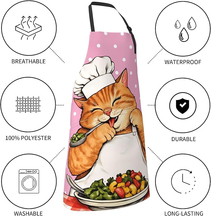 Apron with Pockets Aprons for Women Men Kitchen Chef Apron for Cooking Gardening Server Waitress Painting