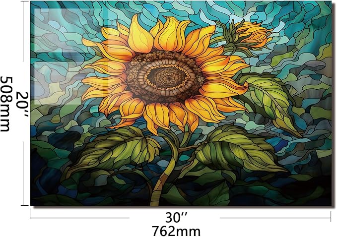 Evgosm Tempered Glass Backsplash for Kitchen， Stove Splashback, sunflower Glass Backsplash, Used for Kitchen Wall Protection and Decoration, Easy to Install and Clean. (30x20'')