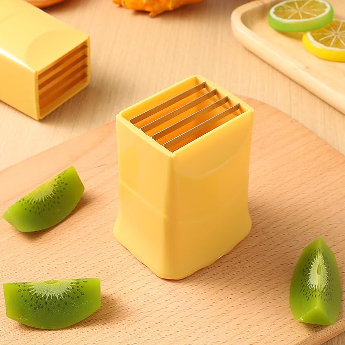Luxshiny Fruit Slicer 2pcs Egg Slicer Stainless Steel Cutter Mini Slicer Cut Kitchen Cutter Gadgets Fruit Tool for Egg Fruit Vegetable Appetizer Yellow